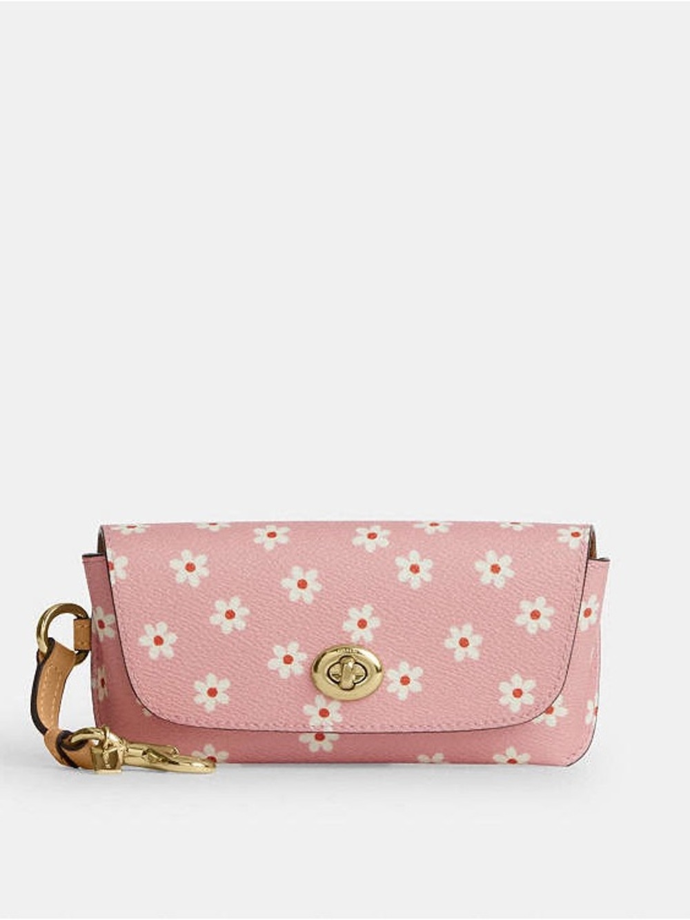 Coach Sunglass Case With Floral Print CFA48 Gold/Pink Multi